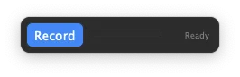 The AudioRoute floating overlay window — a small horizontal pill with a blue Record button on the left and 'Ready' text on the right